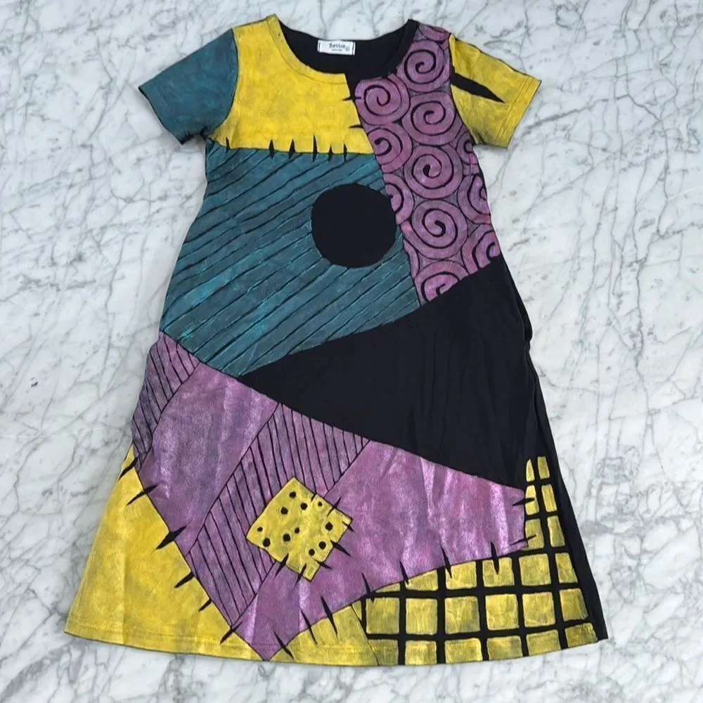 Sally Nightmare Before Christmas Dress Hand Painted Girl's 10/12 - Picture 1 of 7